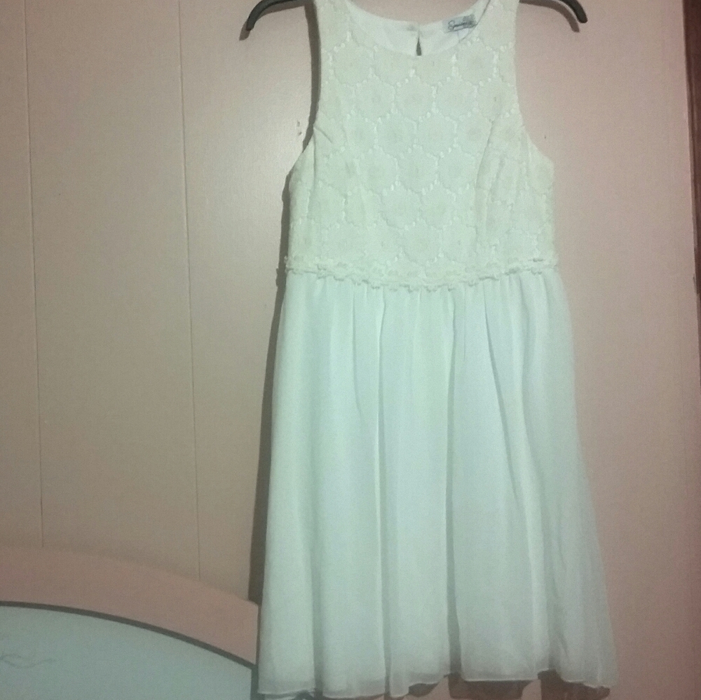 White Lace Chiffon Dress